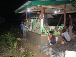 Satgas TMMD Kodim 1022 Tanbu Lakukan Pengecatan Pos Kamling, Ada yang Bermotifkan Loreng