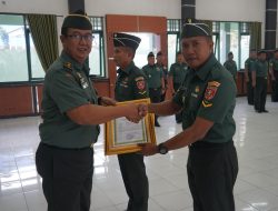 Wakili Dandim, Mayor Inf Dedi Hariyanto Pimpin Upacara Korps Raport Pelepasan Bintara Pindah Satuan Kodim 1022 Tanbu
