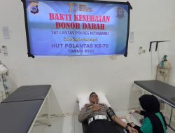 Sat Lantas Polres Kotabaru Gelar Bhakti Sosial Donor Darah dalam Rangka HUT Polantas ke-70