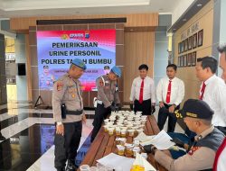 Polres Tanbu Gelar Tes Urine, 177 Personil Negatif Narkoba