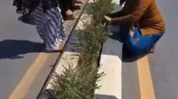 Kenakan Baju Kebaya, Jajaran DLH Kotabaru Turun ke Jalan Bersihkan Sampah