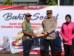 Sambut HUT Bhayangkara ke-80, Polres Tanbu dan Polsek Jajaran Bagikan 1.000 Paket Sembako
